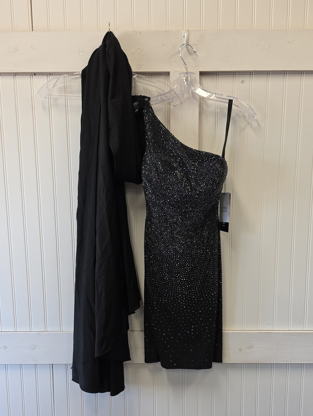 Sherri Hill NWT Black Rhinestone One Shoulder Cape Dress Size 00 #54858 - Picture 2 of 6